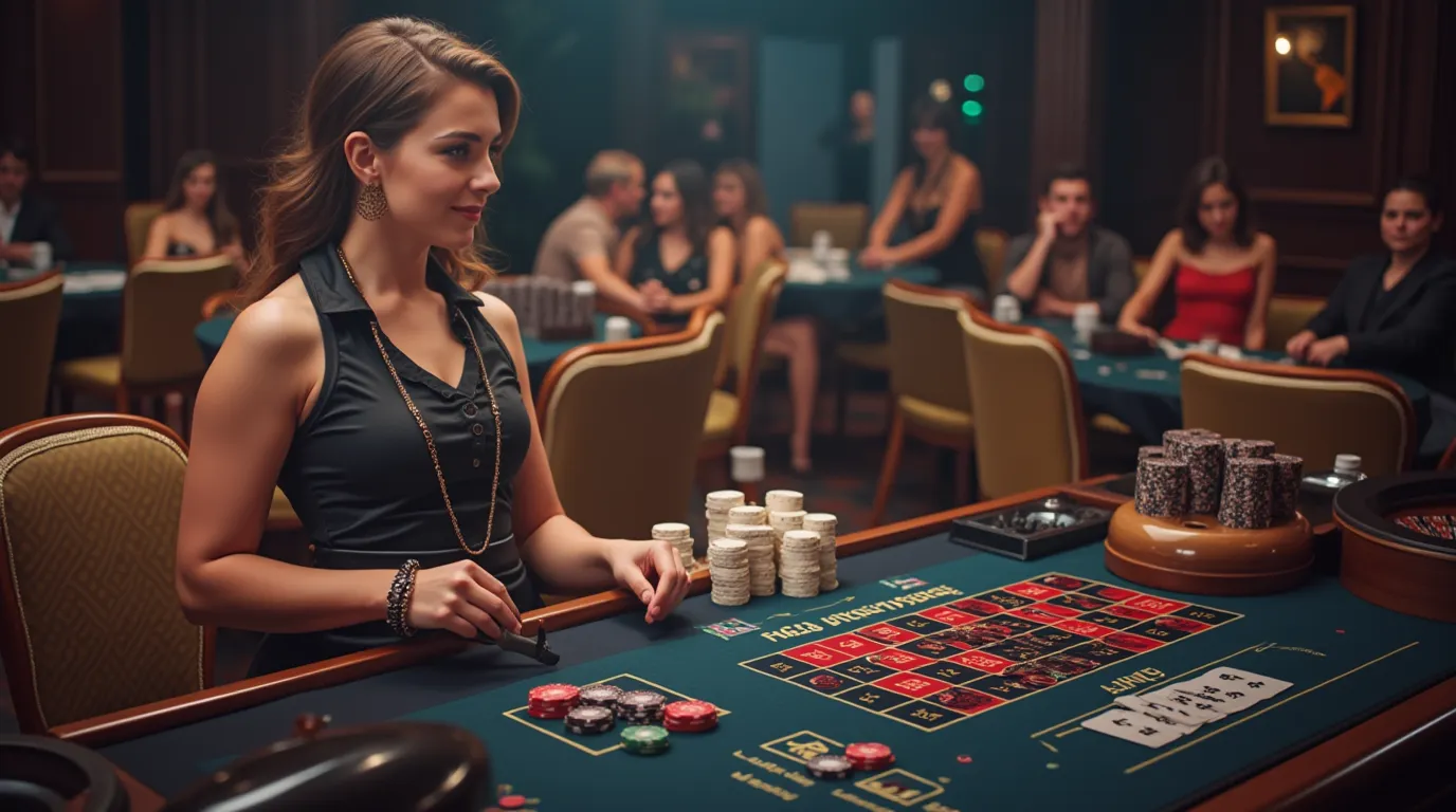 赌场牌九赌桌上的骨牌与扑克牌组合